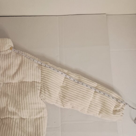 Sun Day Club Cottagecore Cream Corduroy Crop Puffer Jacket Women’s M EUC - Picture 14 of 16